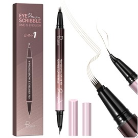 Curved Eyebrow Pen, 2 in 1 Dual Ended Microblading Eyebrow Pencil, Waterproof and Last All Day 4 Tip Brow Pencil with Precise Tip, Create Natural Hair Like Brows and Eyeliner (Truffle)