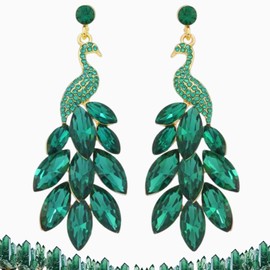 Earrings Crystal Women Ladies Rhinestone Tassels Peacock Drop Earring Wedding Long Statement Bridal Art Deco Earrings Vintage Style Teardrop Bridal Jewellery Gifts for Women Girls