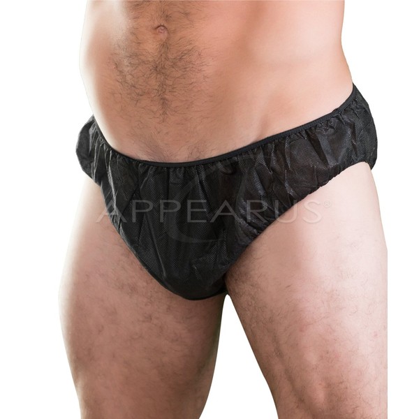 APPEARUS Men's Disposable Underwear Briefs, L-XL (30 Count) Black