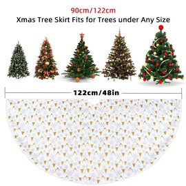 MEIVINES Christmas Tree Skirt Plush Round Christmas Tree Skirt Christmas Tree Blanket with Snowflake Sequins for Christmas Tree Decoration (48 Inches)