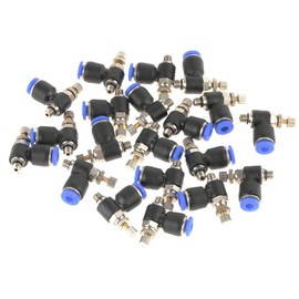 20Pcs OD 4mm Tube M5 Pneumatic Air Flowing Speed Control Valve Quick Connector Brass Plastic nylon air control valve, 90 degree 4mm tube Easy Installation, Outils multifonctions