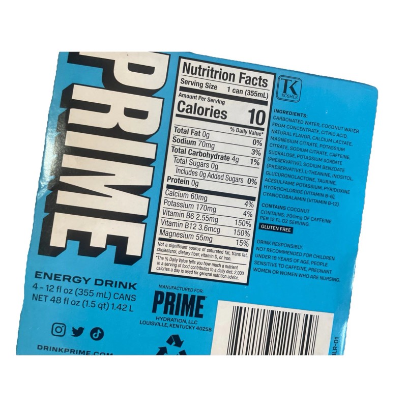Prime Energy Drink NEW Prime Energy Drink Blue Raspberry 200Mg