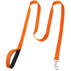 FunTags 6FT Reflective Dog Leash with Soft Padded Handle for Training,Walking Lead for Large & Medium Dog,1 Inch Wide,Orange