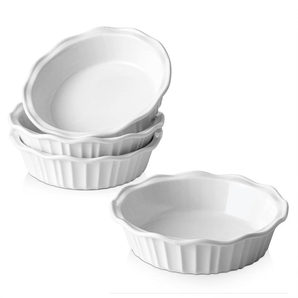 LIFVER Ceramic Pie Pans for Baking 6 Inches, Set of 4 Pie Dish, Pie Plate for Dessert Kitchen, Round Baking Deep Dish Pan for Dinner, Oven, Freezer, & Microwave Safe, 11.6 Ounce