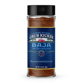 Grub Kicker Fish Taco Seasoning Baja Blend - 3 oz Bottle - Taco Seasoning Mix Spice for Seafood, Shrimp, and Tex Mex Dishes - Use to Season Fish Tacos, Burritos, and Mexican Food