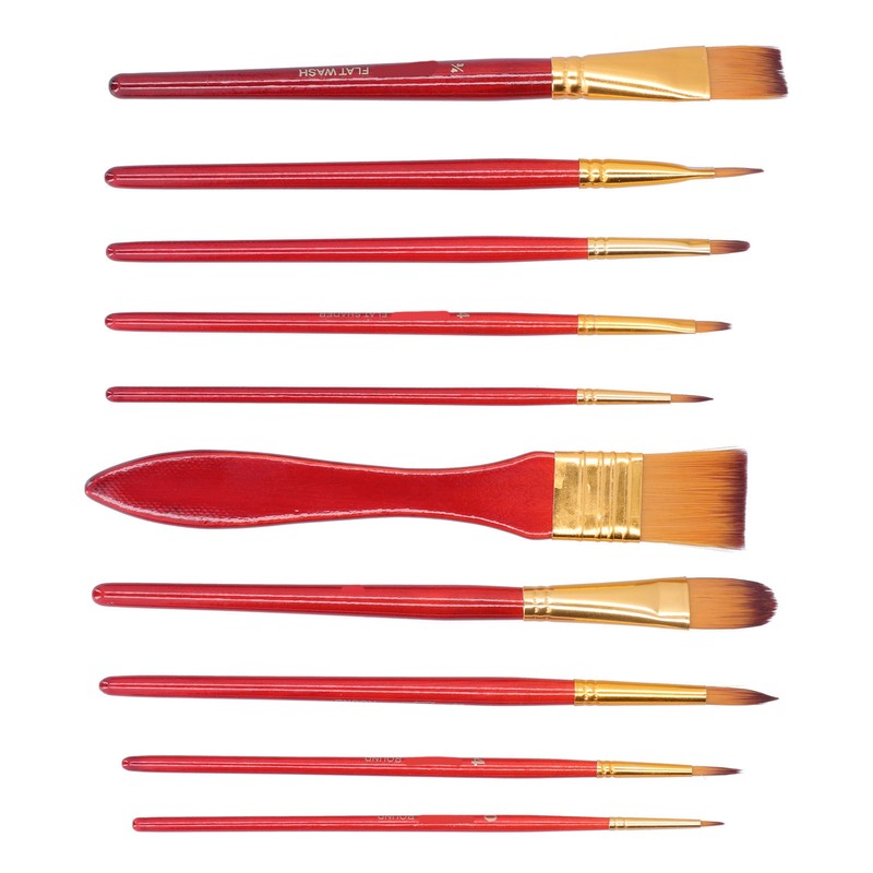 11Pcs Acrylic Paint Brushes Seamless Interface Strong Water Absorption Smoothly