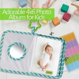 Baby Photo Album – My First Photo Album for Baby with Soft Fabric Cover – Baby Memory Book for 4x6 Photos – Keepsake Gift for Newborn, Kids & Toddler, Baby Shower, First Birthday, Dinosaur