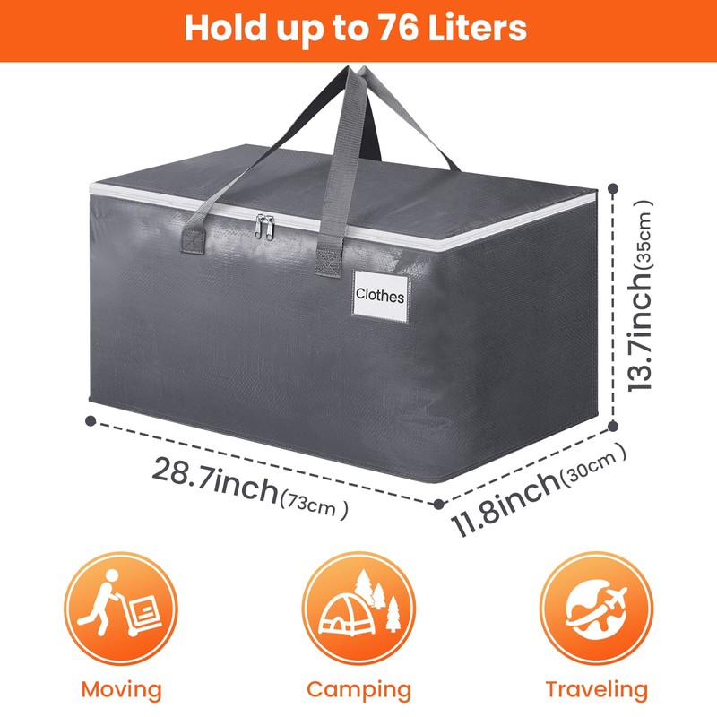 BlissTotes Large Moving Boxes and with Zippers & Handles Moving