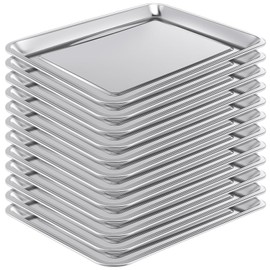 Funnymoom 12 Pack Stainless Baking Sheet Cookie Pans 12.2 x 8.3 x 0.8 Inch Size Metal Serving Trays with Widen Edge Baking Trays Nonstick Cookie Sheet Pan for Bakeware Cooking Serving BBQ