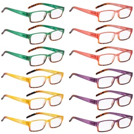 BLUELESS Pattern Design Reading Glasses for Women 12-pack Colorful Readers +1.00