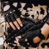 Harssidanzar Lady GL012 Fingerless Leather Gloves Sheepskin Single Line Half