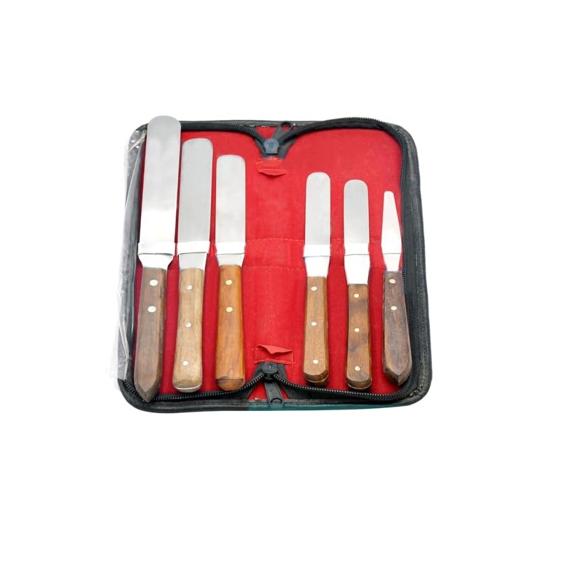 AAProTools 6-Piece Wooden Handled Straight Spatula Set + CASE