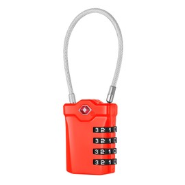 NAGE Suitcase Lock, TSA Lock 4 Digit, Tent Lock with Opening Alarm Display, Luggage Lock with White Numbers, Travel Lock, Cable Lock for Suitcases, Backpacks, Locker (Pack of 1, Black)