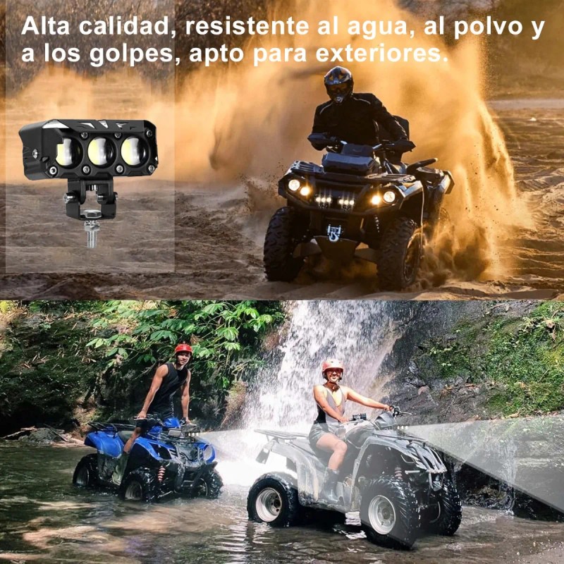 Par Faro Led Exploradoras Laser Lupa Estrobo Moto Auto 70w