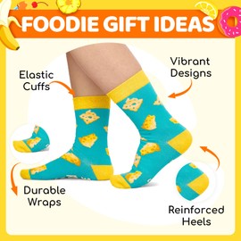 HAPPYPOP Funny Cheese Gifts Socks for Kids - Silly Crazy Novelty Cheese Socks, Christmas Stocking Stuffers for 7-9 Years Old Girls Boys
