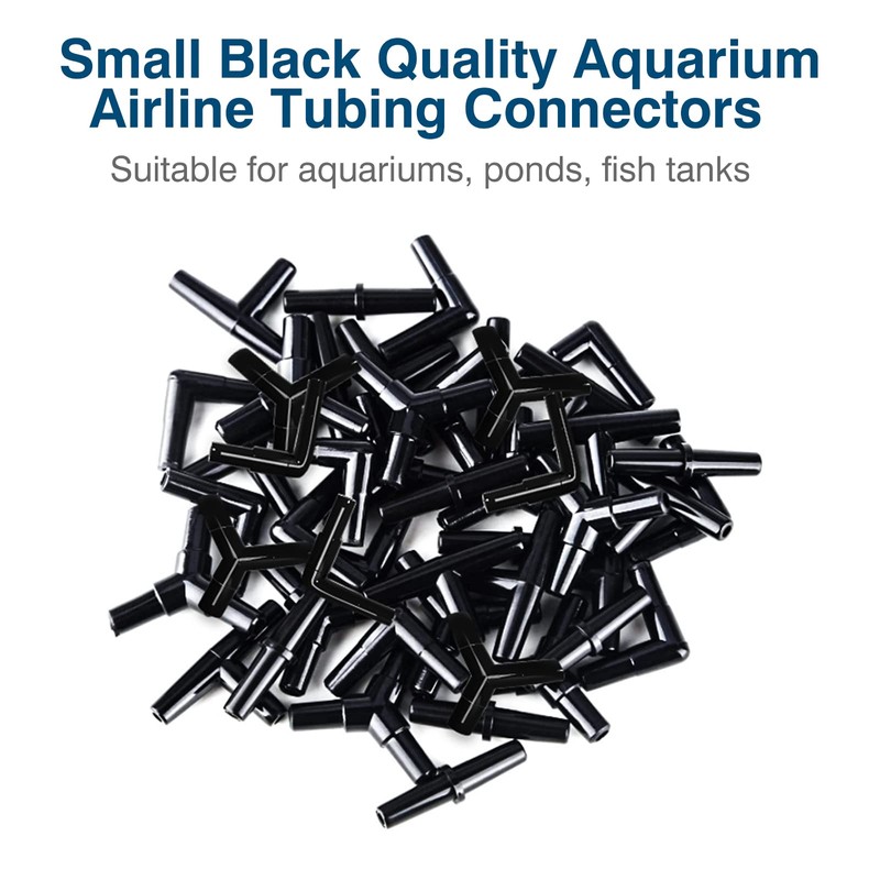 Waycreat 24 pcs 4mm Black Aquarium Airline Tubing Connectors Plastic
