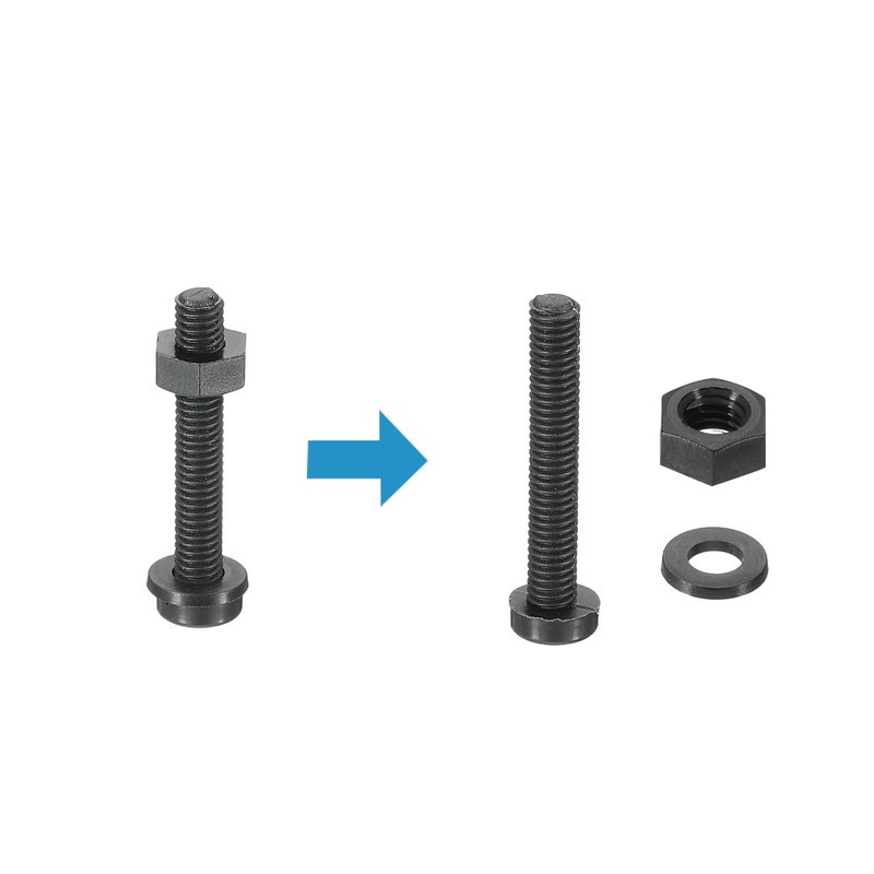 PATIKIL M4x25mm Black Nylon Bolts Plastic Nuts Full Thread Head