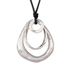 GelConnie Black Leather Necklace for Women, Chunky Necklaces for Women Boho Black String Necklace with Pendant Adjustable Cord Statement Jewelry