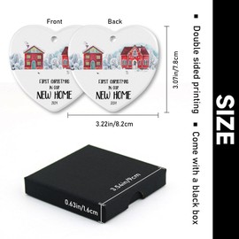 First Christmas in Our New Home Christmas Ornaments Ceramic Christmas Tree Ornaments Shapes of Love Ceramic Ornament 2.95in with Gift Box