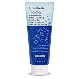 ORJENA Oh-Refresh Soda & Hyaluronic - Gel de limpieza profunda de 6.09 onzas líquidas, exfoliante facial para pieles sensibles, eliminación de piel mu