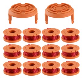 12 pieces grass trimmer spool, grass trimmer thread, for all Worx trimmers and 2 pieces trimmer spool cover, Worx grass trimmer thread model WA0010, durable replacement spool