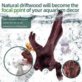 HEMYIS Natural Teak Driftwood Coral Driftwood for Aquarium Fish Tank Decor,Assorted Punica Trunk Driftwood Branch for Reptile Decor (Purple-Teak+Strips(9-12 Inch or 1.6-1.8 Lb)-2 PCS)