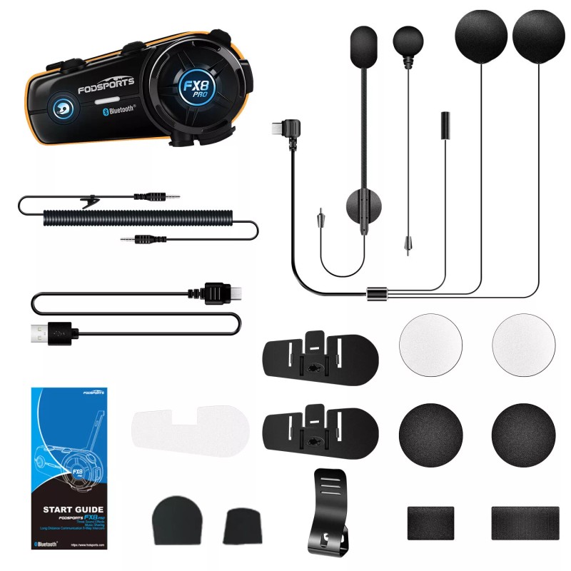 Fodsports FX8 Pro Motorcycle Helmet Intercom Bluetooth Headset 10 Riders