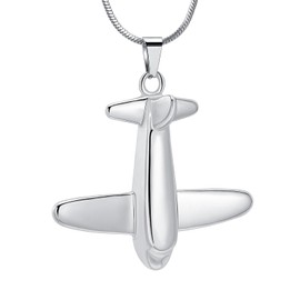 Airplane Cremation Jewelry for Human Ashes Urn Necklace Keepsake Jewelry Ashes Holder Memorial Pendant Locket for Ashes(Sliver)