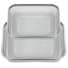 Space Home - Set of 2 Stainless Steel Fine Mesh Strainer - Kitchen Colander Strainer - Rectangular Sieve with Fine Mesh