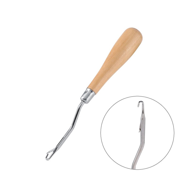 Bent Latch Hook Crochet Needle Latch Hook with Wooden Handle