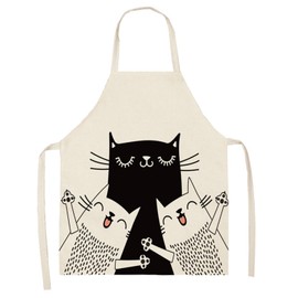 BOCTTCBO Cat Apron Cute Cooking Apron for Women Men Chef Funny Aprons Kitchen Baking Painting Gardening and Party (2white+1black)