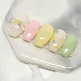 Pastel Syrup Picnic Homemade Nail Tips - Almond Egg / 파스텔 시럽 피크닉 수제네일팁 - 아몬드에그