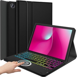 DKAHOEE Backlit Touchpad Keyboard Case for T-Mobile REVVL Tab 2 Tablet 10.1 Inch 2025, 3-Zone Backlit Wireless Trackpad Keyboard with Protective Slim Stand Case for 10.1” T-Mobile Revvl Tab 2 5G