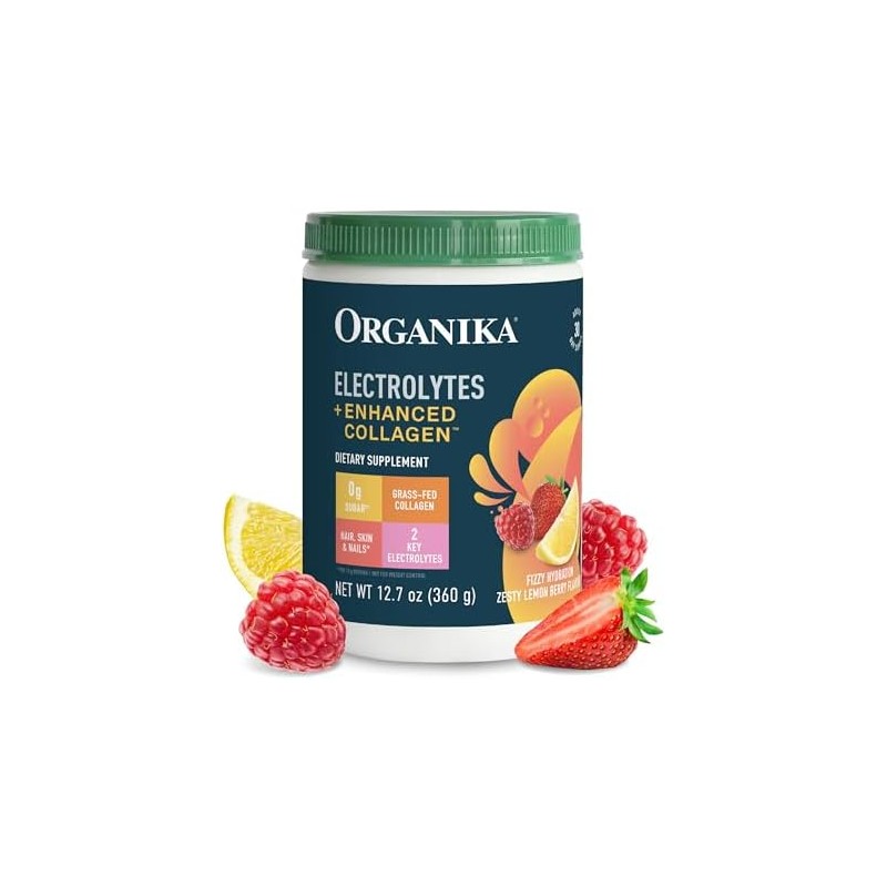 Organika Electrolitos con Colágeno con Prebióticos Limón y Bayas 360