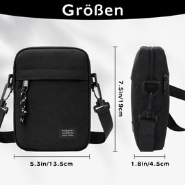 Minicloss Kleine Umhängetasche, Kleine Crossbody bag,schwarz Messeng Bag, Kleine Handy Schultertaschen für Tägliches Leben Reise, kleine tasche mit Schulterriemen 19 * 13.5 * 4.5 cm