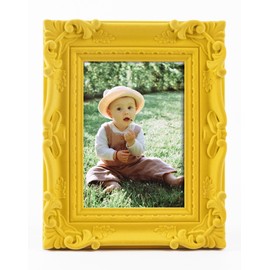 FOLKOR - Marco de fotos amarillo de 4 x 6 pulgadas con soporte para exhibición de pared de mesa, marco decorativo moderno para impresiones artísticas, retratos familiares, pinturas de paisaje