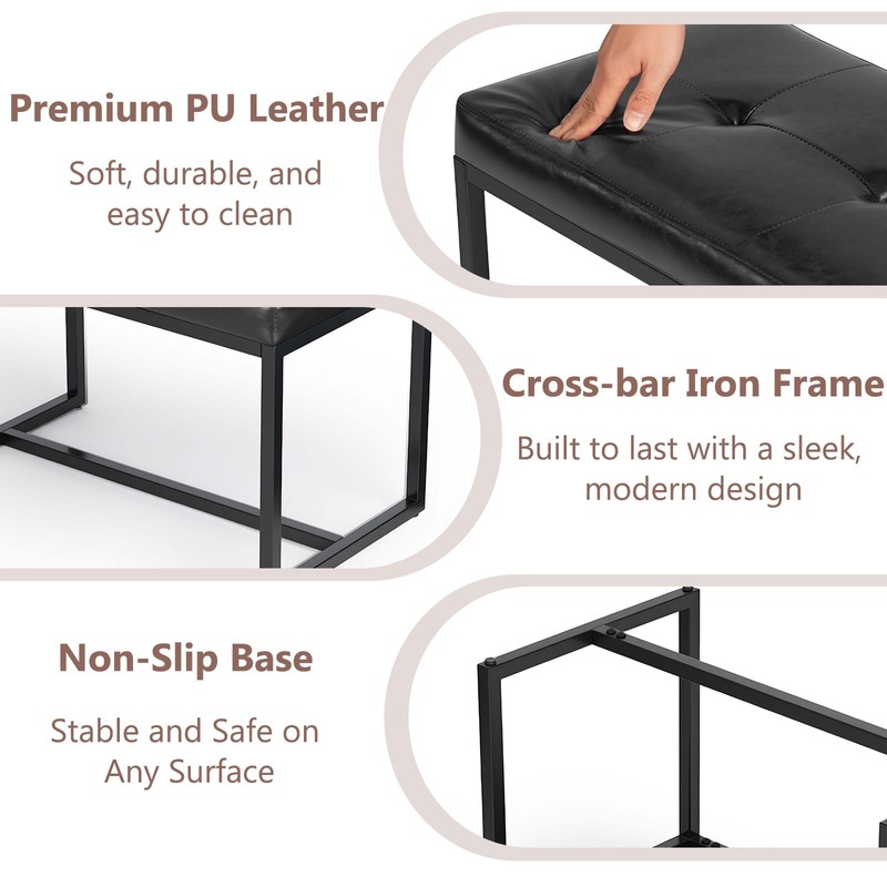 ACONUP Modern Leather Ottoman Bench, PU Leather Vanity Stools Chairs