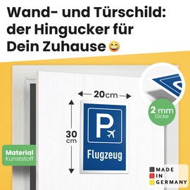 DankeDir! Parking Plane - 30 x 20 cm Plastic Sign - Funny Sign for Pilots - Gift Idea for Aircraft Owners and Aviation Fans - Weatherproof Decoration for Hangar and Home