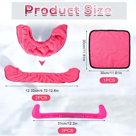 NQEUEPN Ice Skate Guards & Soakers & Towel Kit, Soft Skate Blade Covers and Hard Skate Guards Protectors Hockey Figure Skates Accessories for Men Women (Pink)