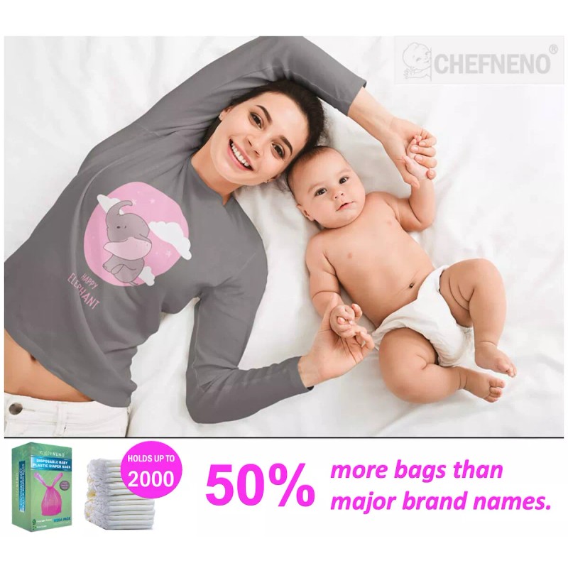 chefneno Baby Diaper Disposal Sacks w/ Handles (500 Count) Fresh