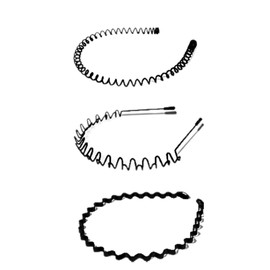 Kàllos 3 Pack Unisex Black Metal Hair Bands Non-Slip Wire Sports and Spa Headwear, Premium Headbands for Various Hair Types in Zigzag, Spring, and Wavy Shapes