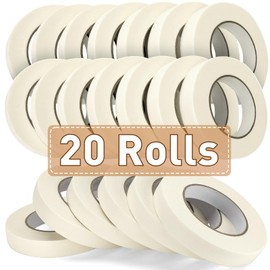 NEOACT 20 Rolls Beige White Masking Tape, 0.75 inch x 55 Yards