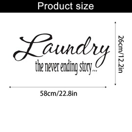 Cuayaes Laundry The Never Ending Story Vinyl Lettering Wall Decal Sticker Laundry Room Wall Stickers Saying Quote Words Decal Washer Stickers Quote Wall Art Stickers