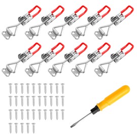 Pack of 10 Tension Clasps, Box Lock with Screws, Lever Lock Holding Force 100 kg, Adjustable Quick Release Tension Lock for Boxes, Cupboards, Drawers