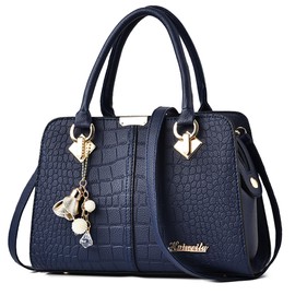 FORRICA Handbags Women's Elegant Handbag with Beautiful Pendant Fashion Women Shoulder Bag PU Leather Shoulder Bag for Shopping Commuting, Blue A, shoulder bag