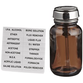 MENDA 35315 Amber Glass Dispensing Bottle with Stainless Steel One-Touch Pump, 4oz Capacity