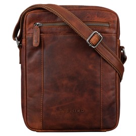 STILORD 'Fox' Men's Bag Leather Vintage Messenger in Genuine Leather Vintage Cross Body Cross Over Bag for Men Women Messenger Bag, Colour:Santana - Brown