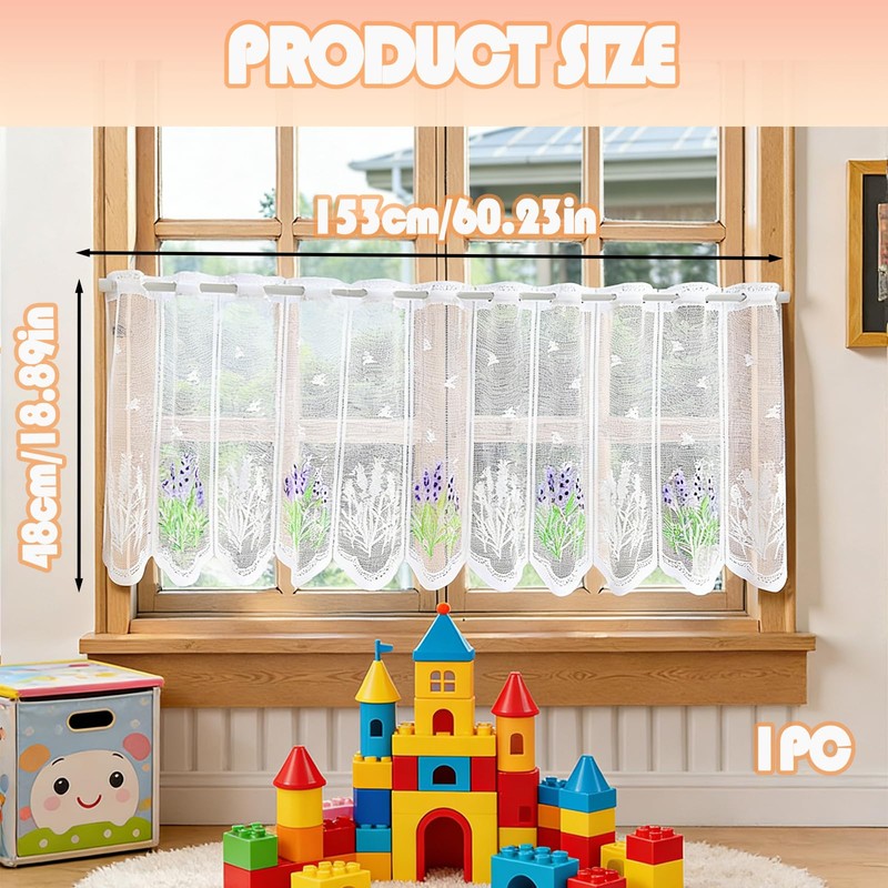 Rndqw 1PC Cafe Curtains, Kitchen Curtains for Windows with Lavender