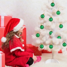 24 Pieces Mini Christmas Ball Ornaments 1.18 Inch Xmas Shatterproof Plastic Hanging Ball Pendant Decor for Christmas Wreath Garlands and Miniature Xmas Tree Wedding Party Holiday Decoration,Green