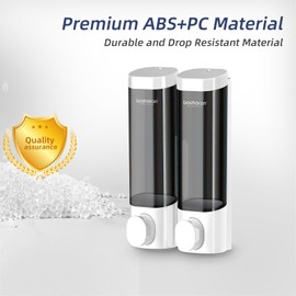 2 in 1 Shower Soap Dispenser, 2×300 ml Chamber Shampoo and Conditioner Dispenser Shampoo Dispenser for Shower Wall Mounted Shower Pump Soap Dispenser for Bathroom Kitchen (2 Chamber + White)